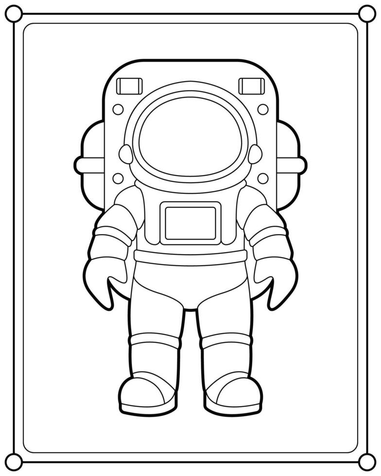Astronaut in space suitable for children's coloring page illustration vector