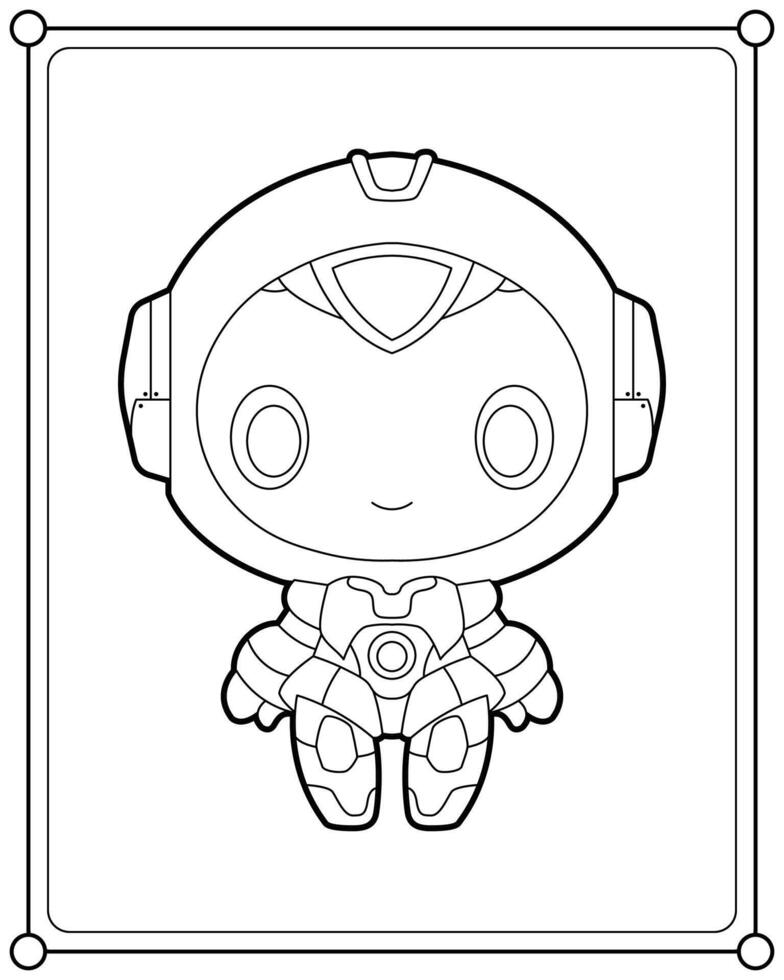 Cute robot suitable for children's coloring page illustration vector
