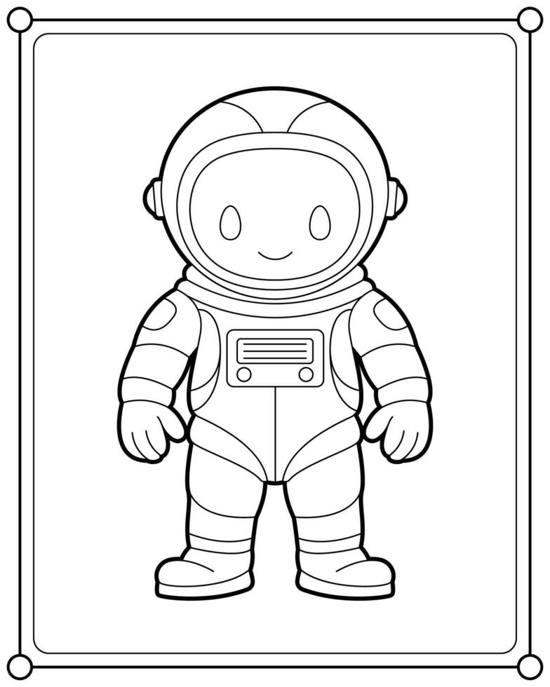 Astronaut in space suitable for children's coloring page illustration vector