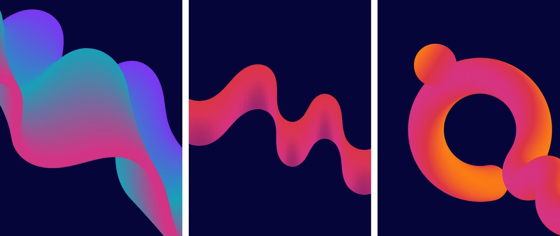 Set of gradient wave line and 3d background vector