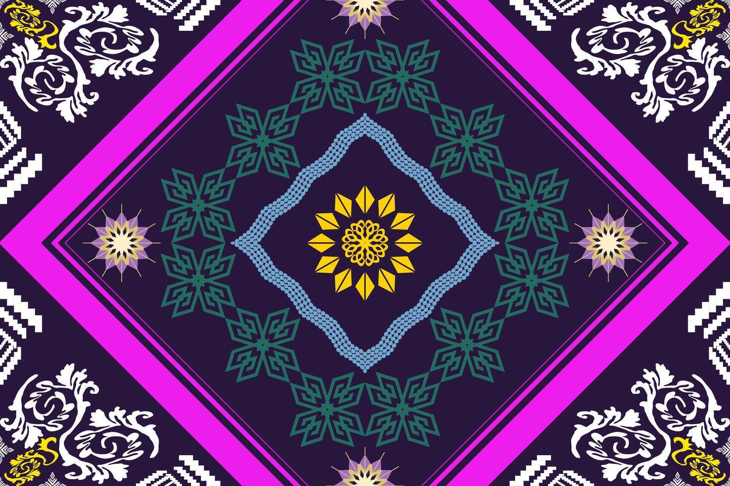 Geometric ethnic oriental traditional art pattern.Figure tribal embroidery style.Design for background,wallpaper,clothing,wrapping,fabric,element, illustration. vector