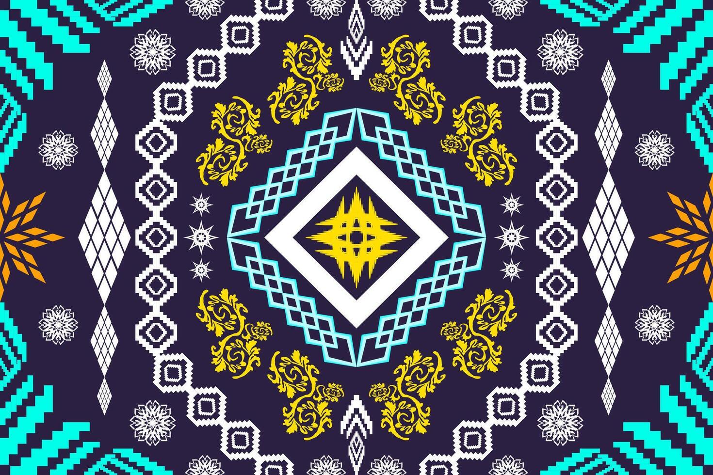 Geometric ethnic oriental traditional art pattern.Figure tribal embroidery style.Design for background,wallpaper,clothing,wrapping,fabric,element, illustration. vector
