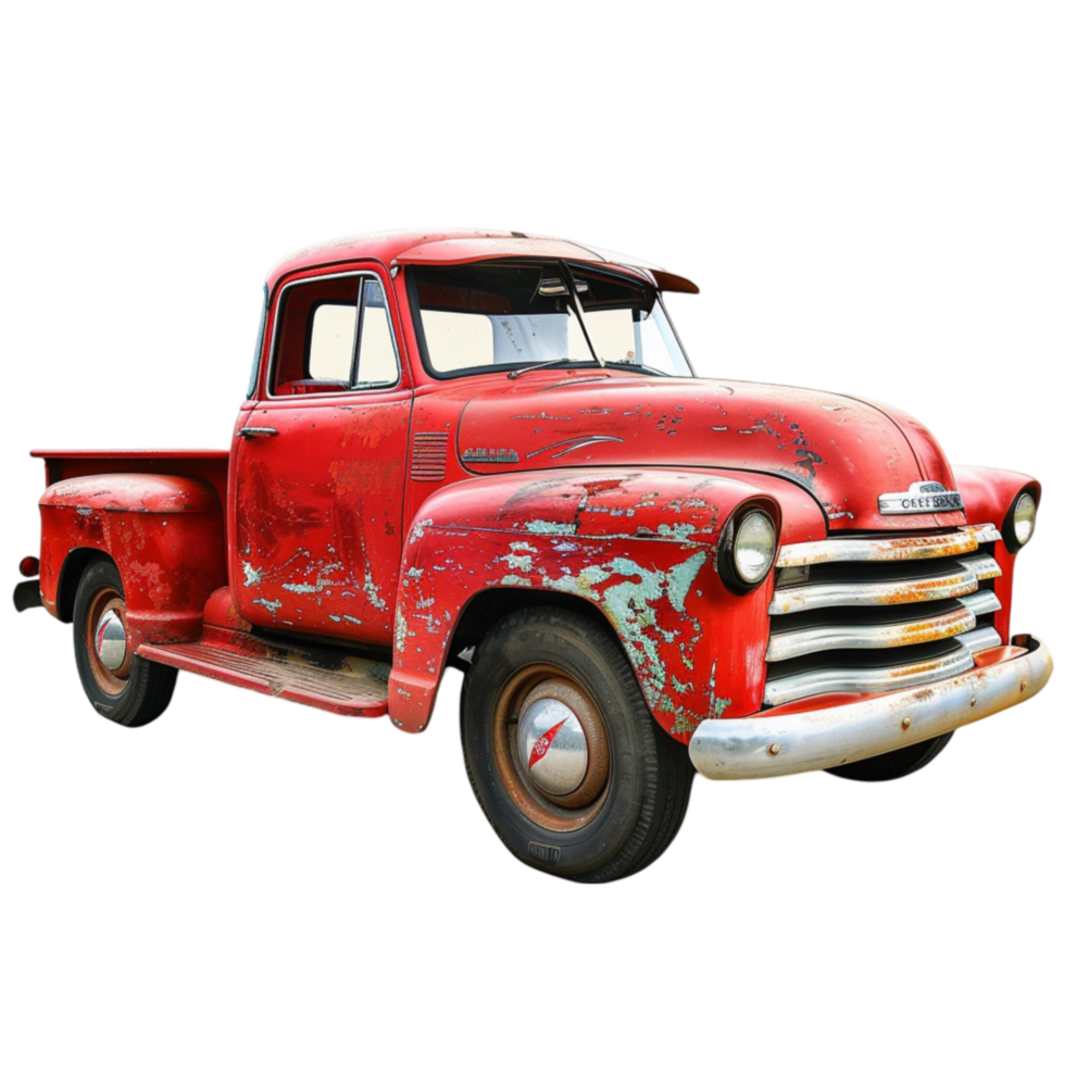 An old red truck on a transparent background png