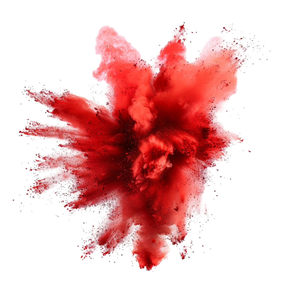 Red powder explosion on transparent background png