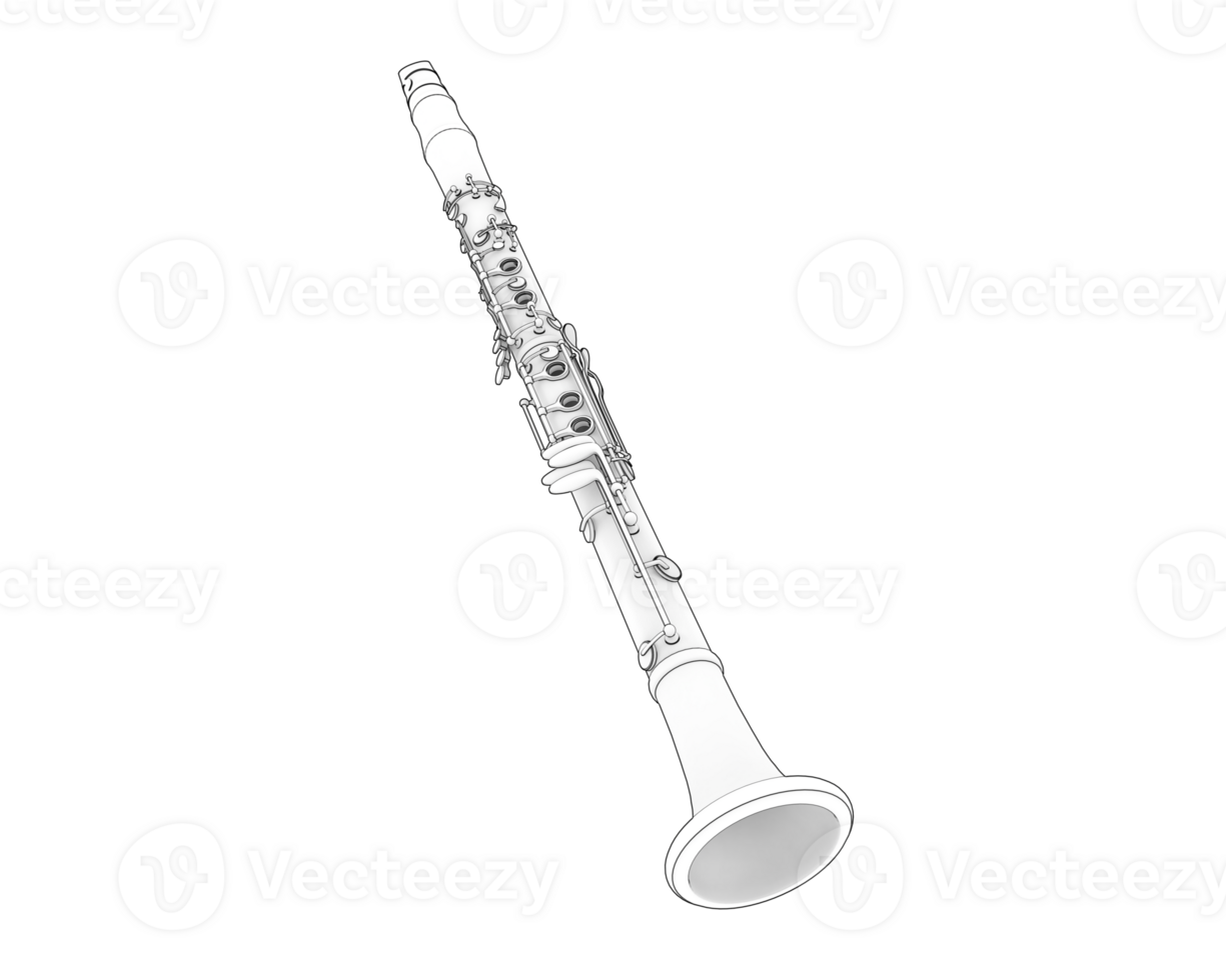 Clarinet isolated on background. 3d rendering - illustration png
