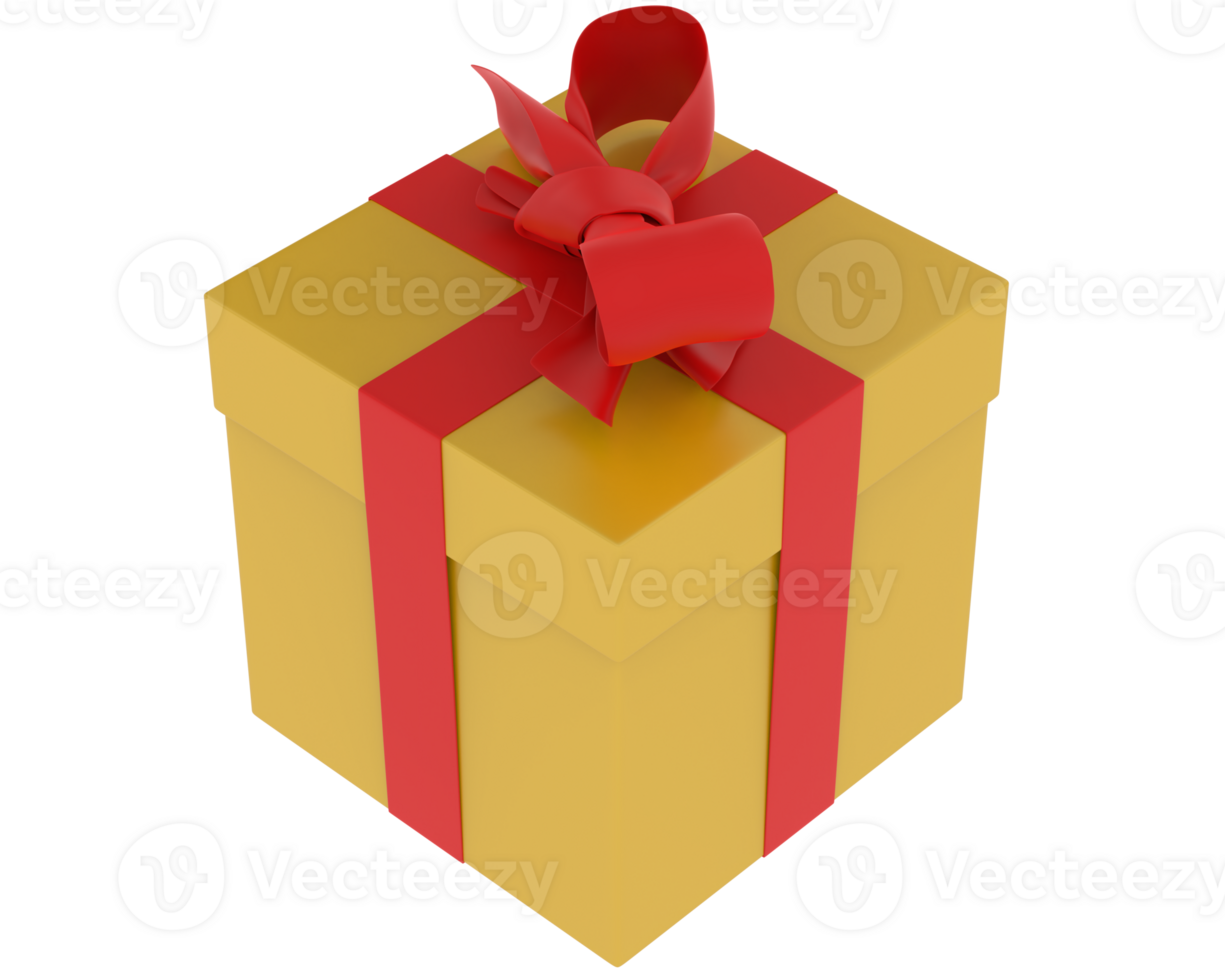 Present box isolated on background. 3d rendering - illustration png