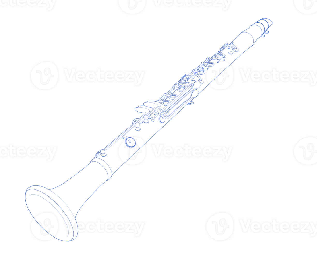Clarinet isolated on background. 3d rendering - illustration png