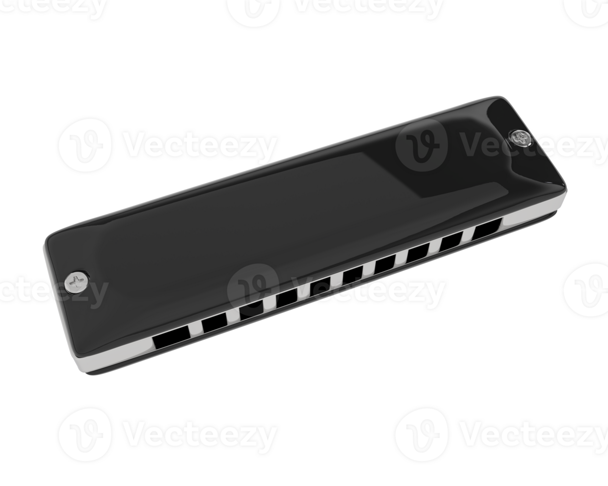 Classic harmonica isolated on background. 3d rendering - illustration png