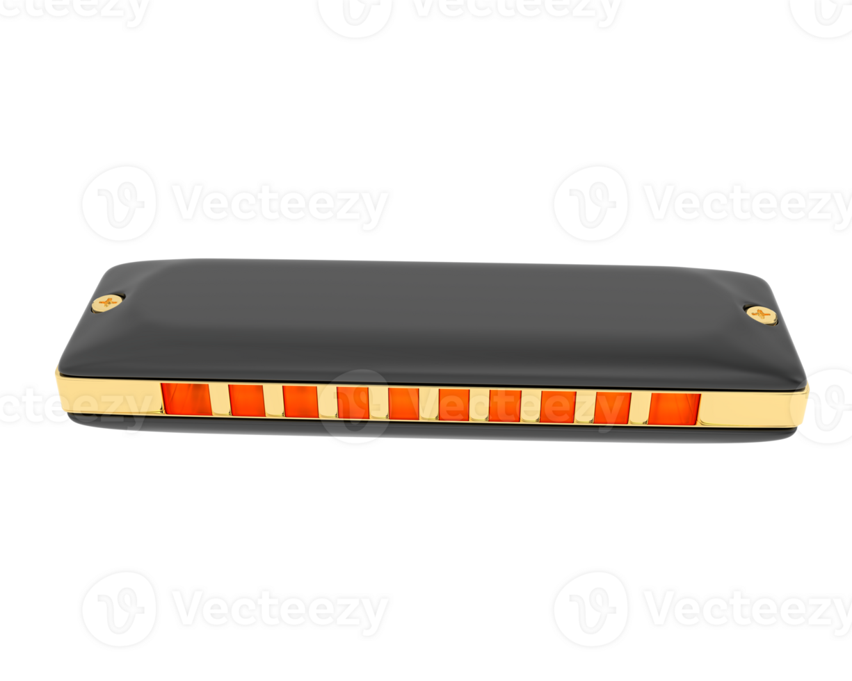 Classic harmonica isolated on background. 3d rendering - illustration png