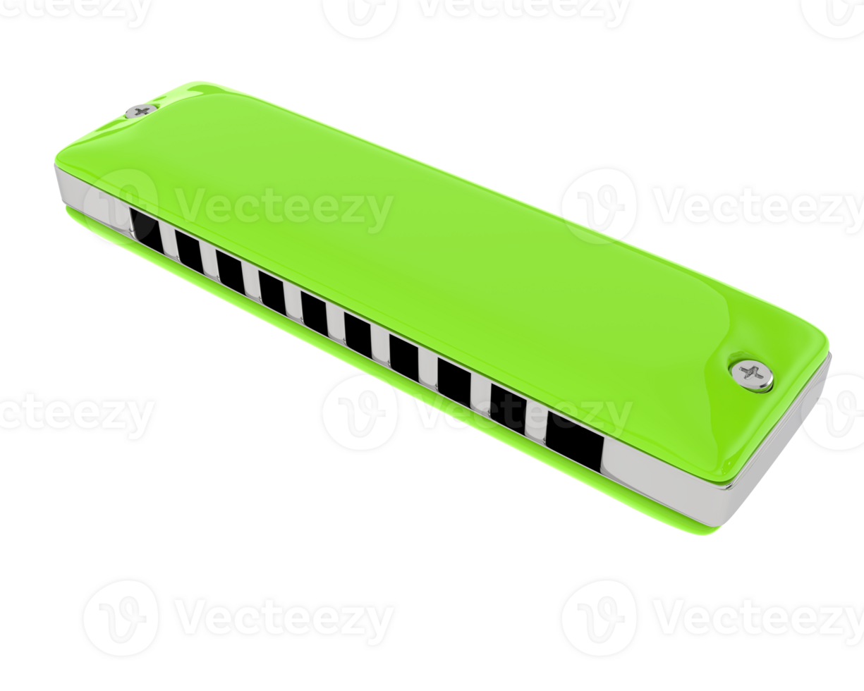 Classic harmonica isolated on background. 3d rendering - illustration png