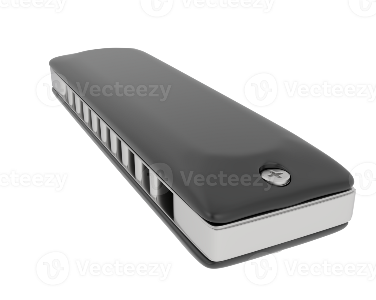 Classic harmonica isolated on background. 3d rendering - illustration png