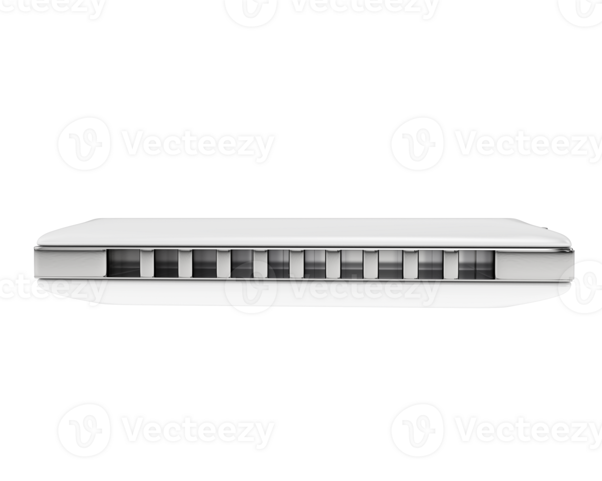 Classic harmonica isolated on background. 3d rendering - illustration png