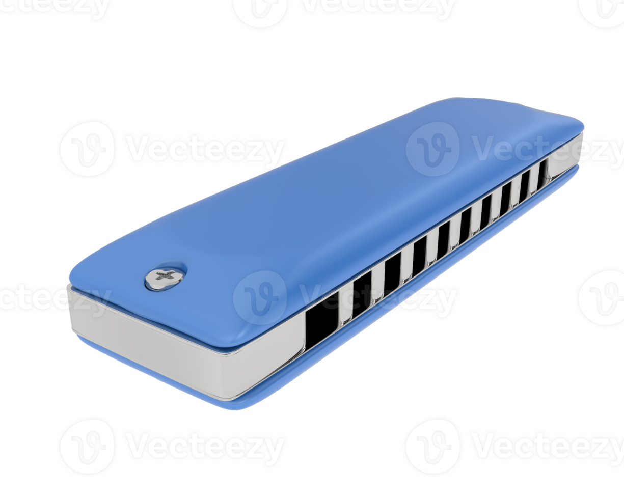 Classic harmonica isolated on background. 3d rendering - illustration png