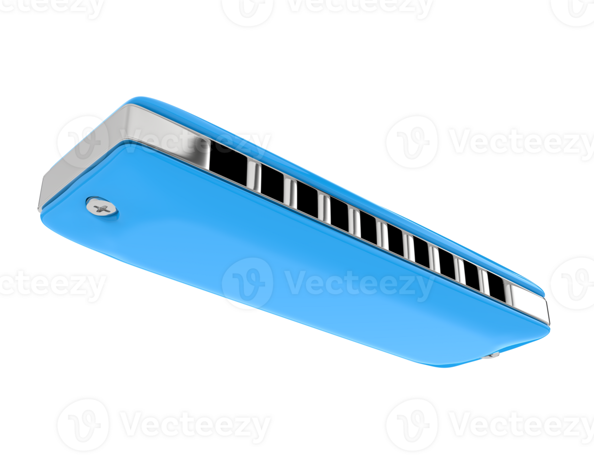 Classic harmonica isolated on background. 3d rendering - illustration png