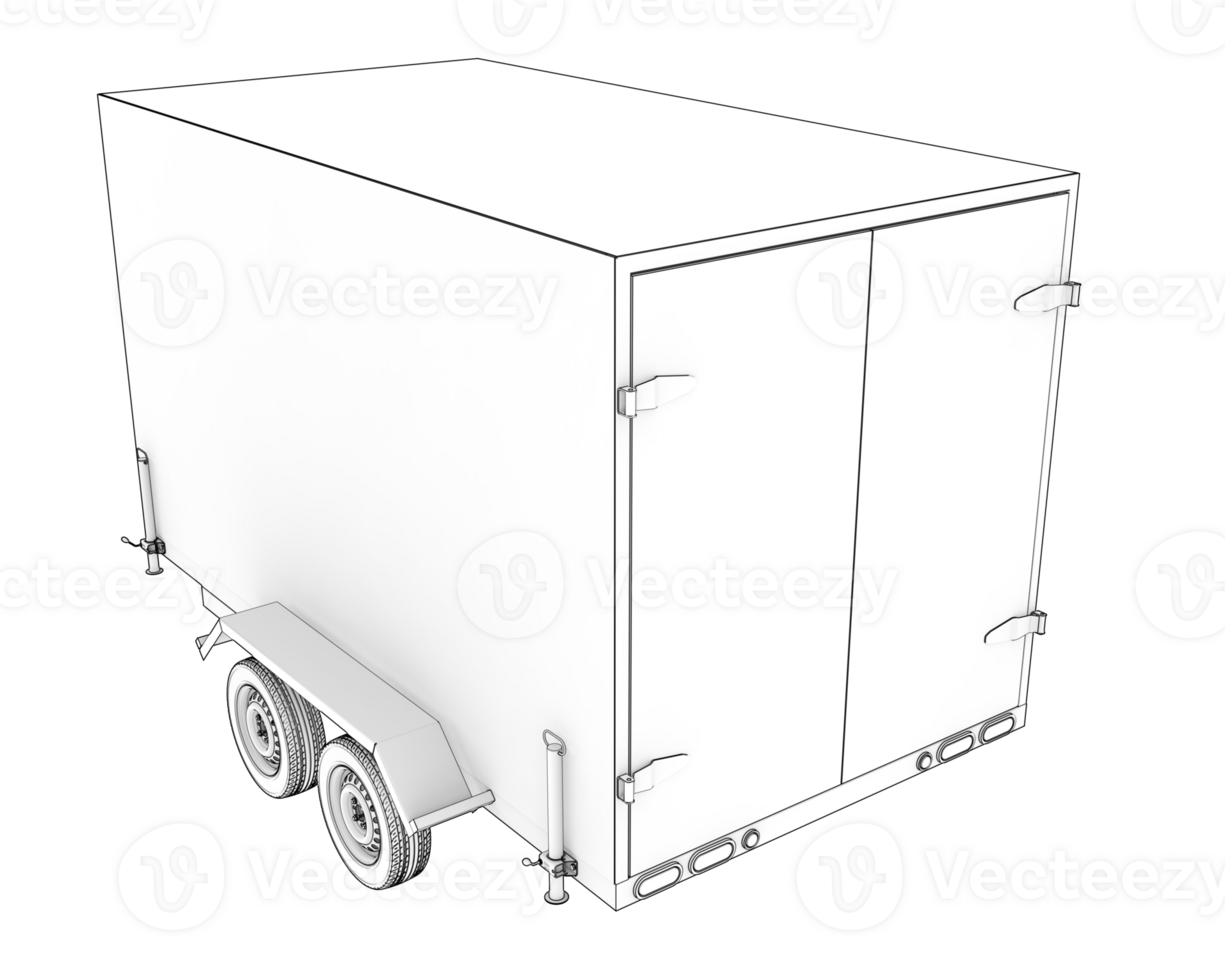 Refrigerated trailer isolated on background. 3d rendering - illustration png