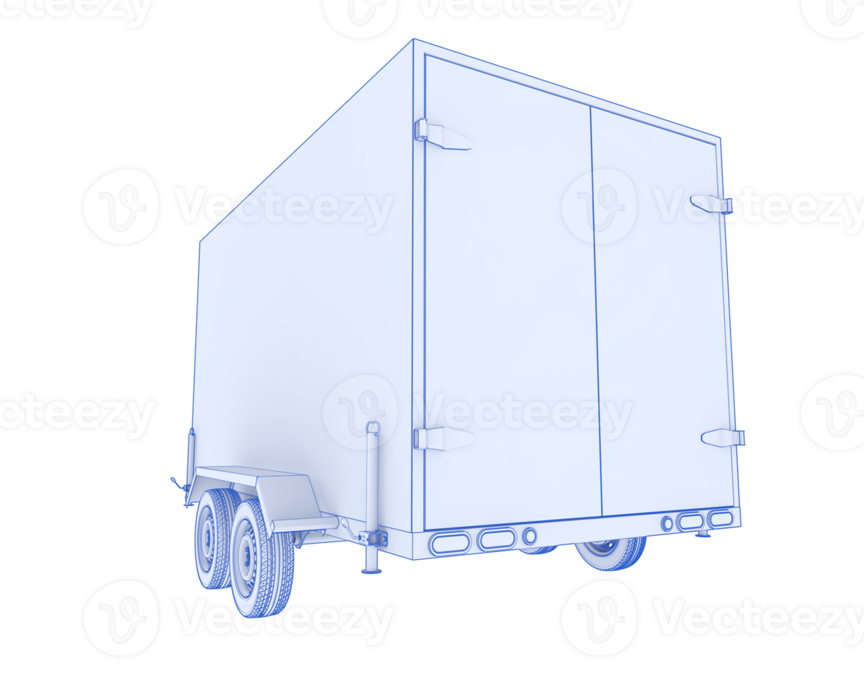 Refrigerated trailer isolated on background. 3d rendering - illustration png