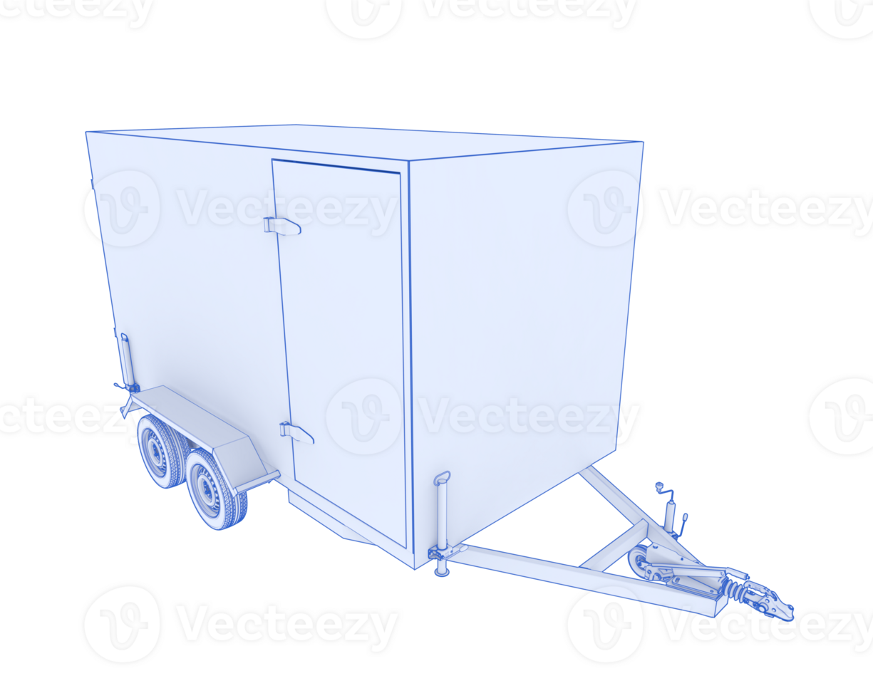 Refrigerated trailer isolated on background. 3d rendering - illustration png