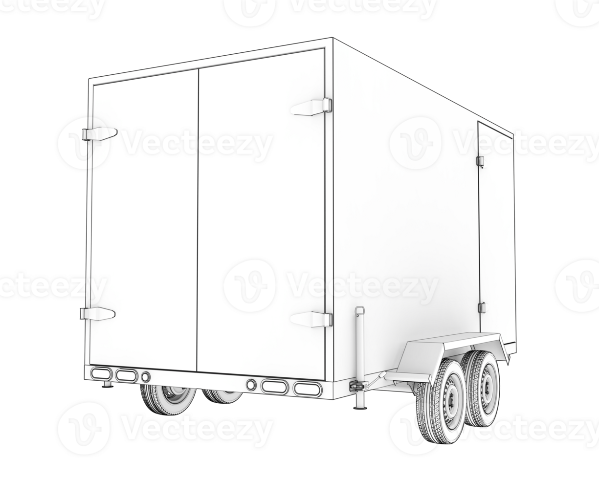 Refrigerated trailer isolated on background. 3d rendering - illustration png