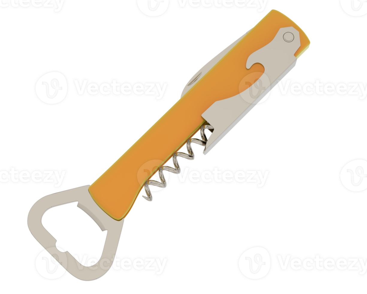 Classic corkscrew isolated on background. 3d rendering - illustration png