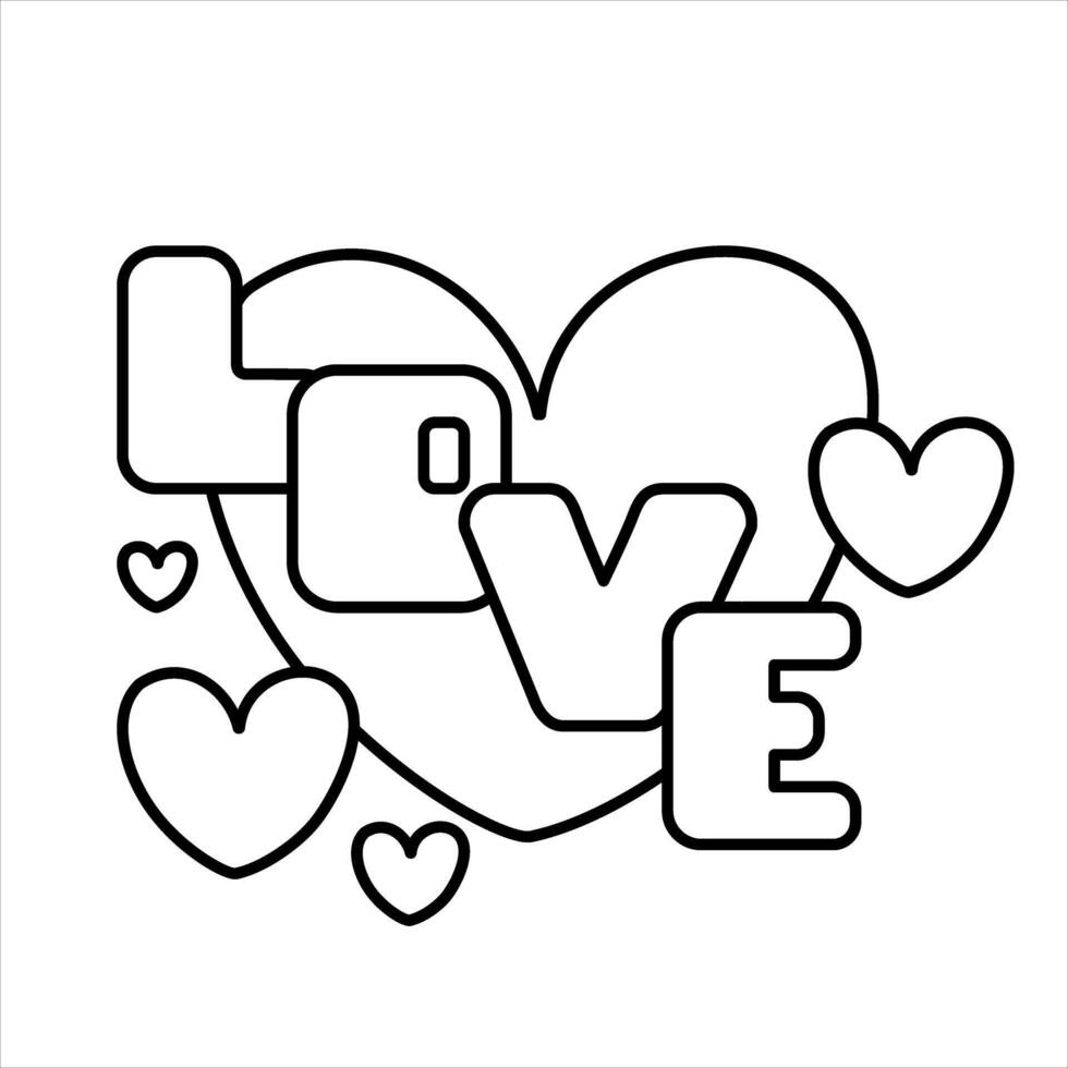 line illustration of a heart with word love. vector