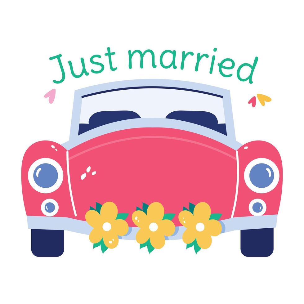 Trendy Wedding Car vector