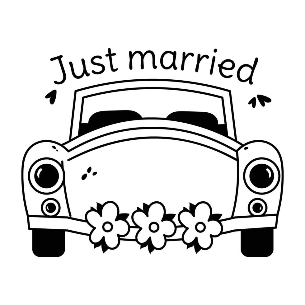 Trendy Wedding Car vector
