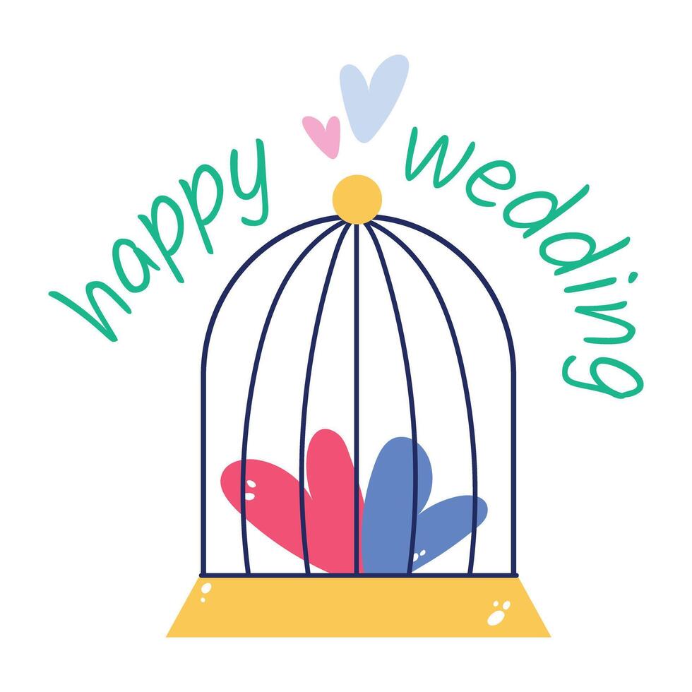 Trendy Happy Wedding vector
