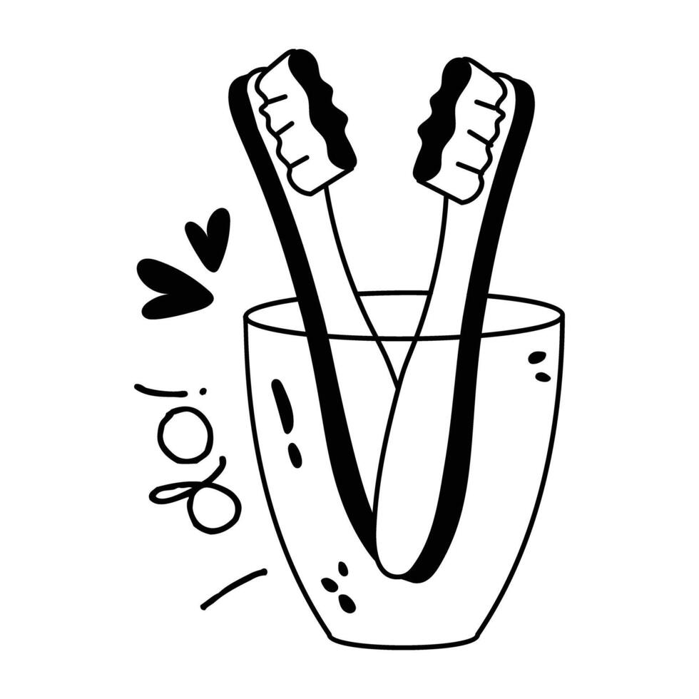 Trendy Couple Toothbrushes vector