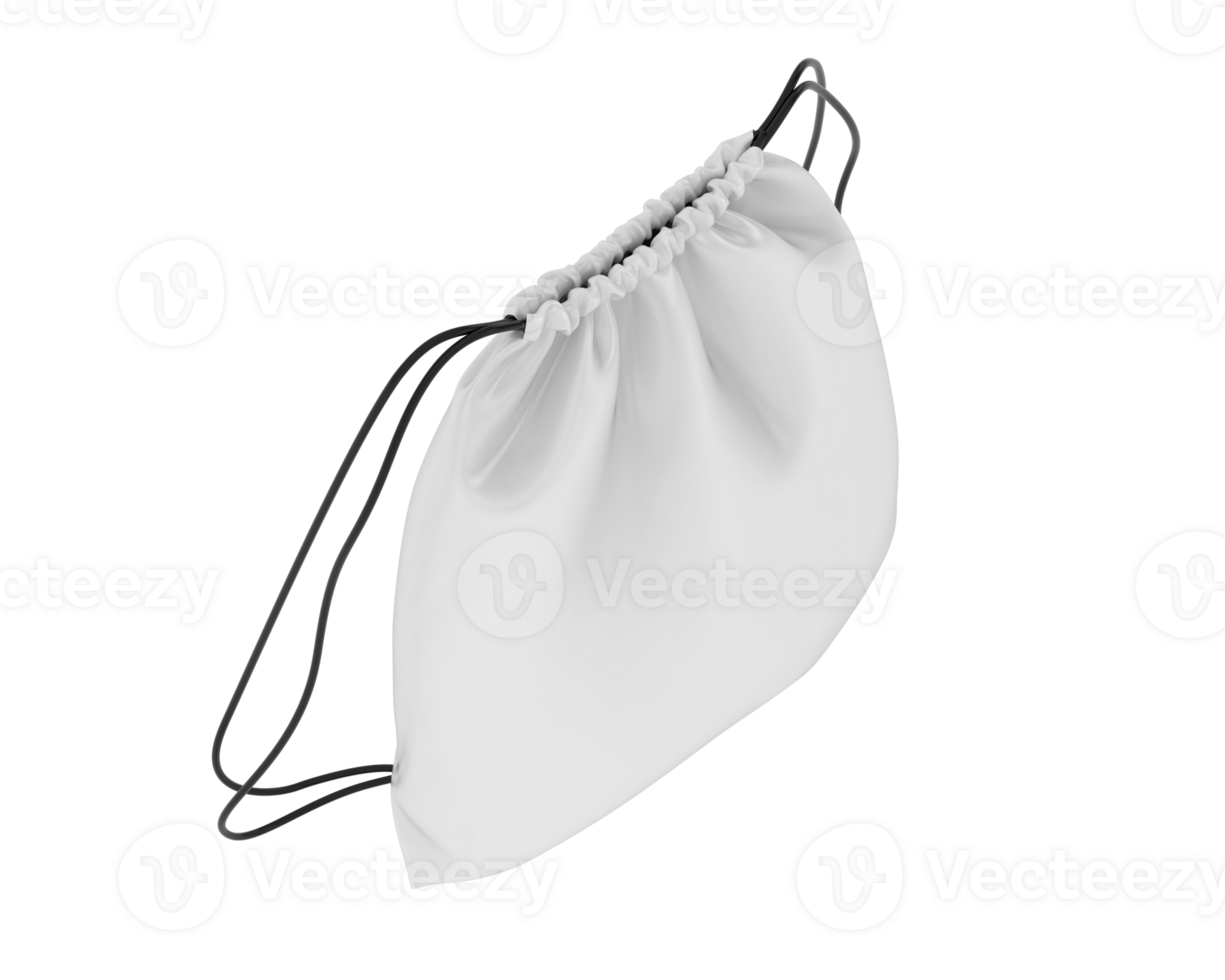 Drawstring bag isolated on background. 3d rendering - illustration png