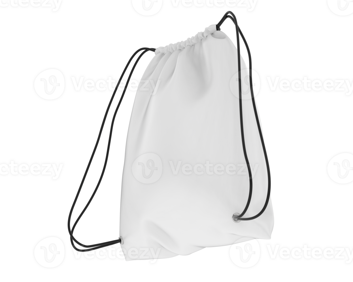 Drawstring bag isolated on background. 3d rendering - illustration png