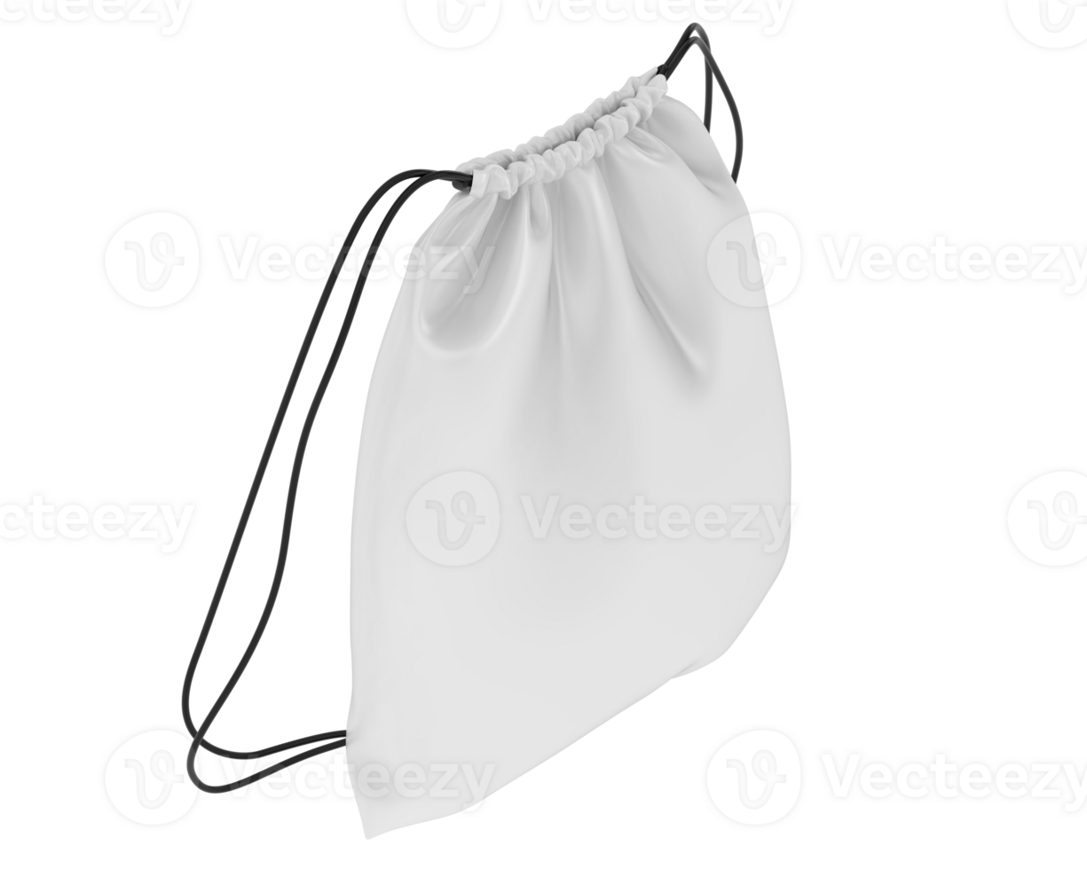 Drawstring bag isolated on background. 3d rendering - illustration png