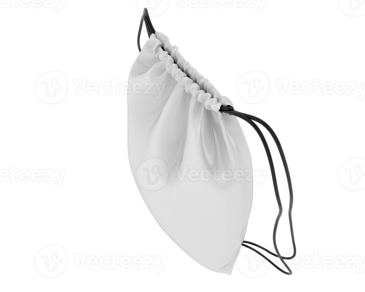 Drawstring bag isolated on background. 3d rendering - illustration png