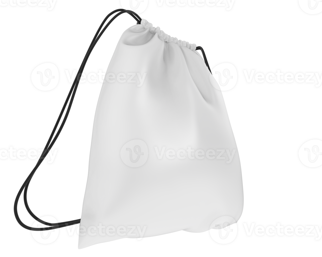 Drawstring bag isolated on background. 3d rendering - illustration png