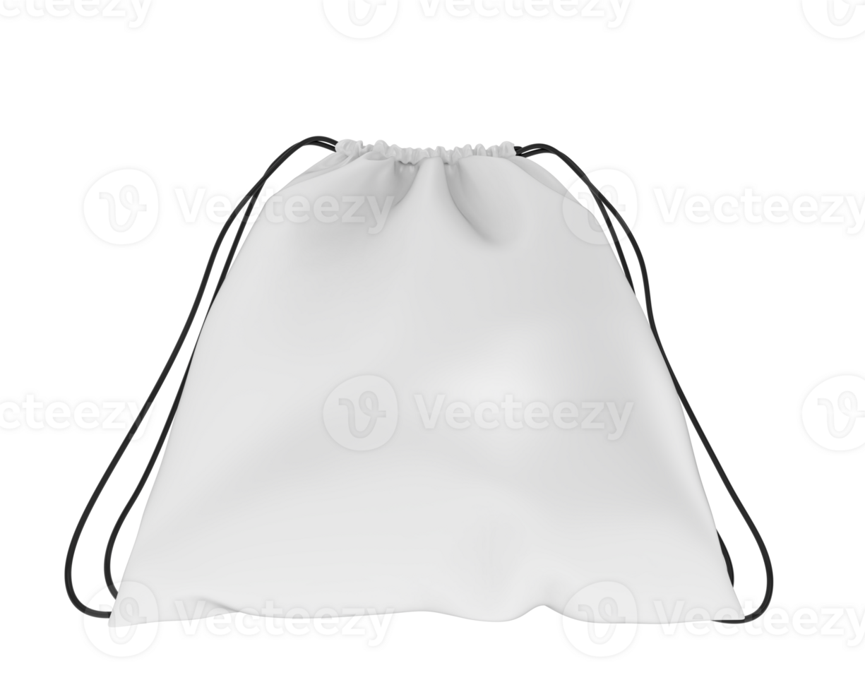 Drawstring bag isolated on background. 3d rendering - illustration png