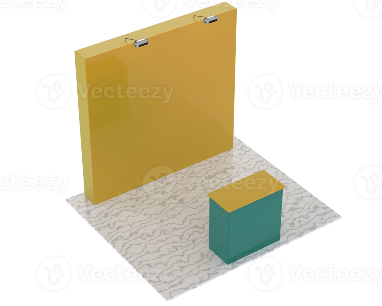 Rectangular display table isolated on background. 3d rendering - illustration png