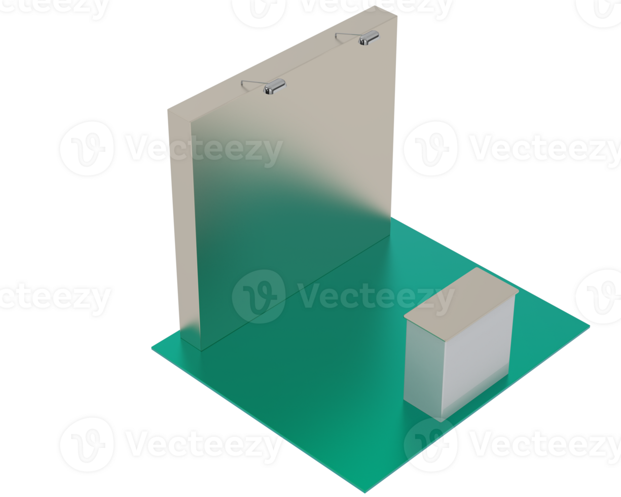 Rectangular display table isolated on background. 3d rendering - illustration png