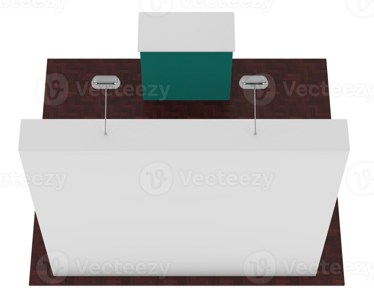 Rectangular display table isolated on background. 3d rendering - illustration png