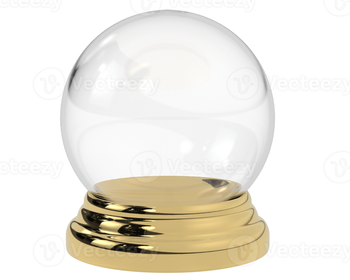 Empty snow globe isolated on background. 3d rendering - illustration png