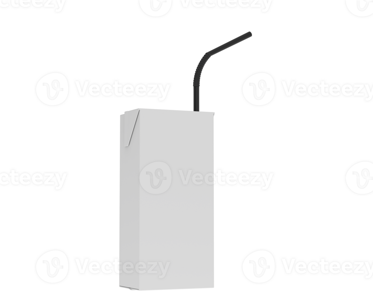 Juice box with straw isolated on background. 3d rendering - illustration png