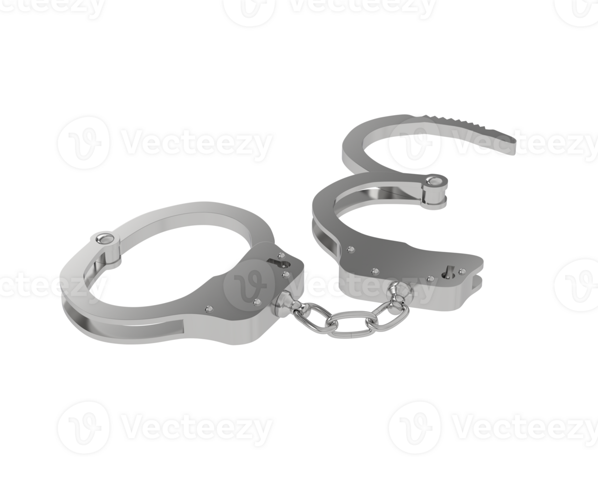 Open handcuffs isolated on background. 3d rendering - illustration png