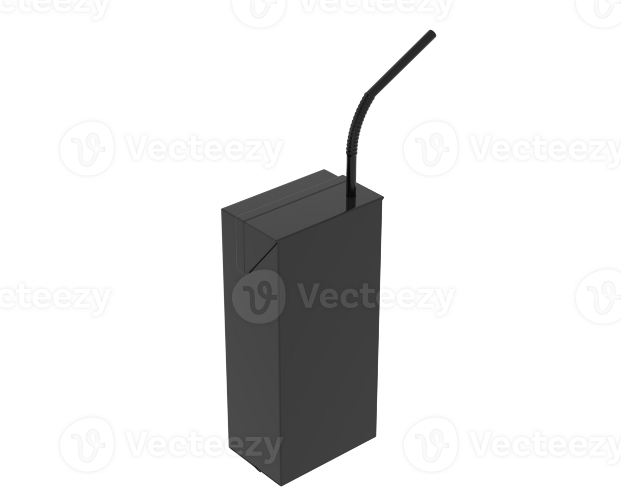 Juice box with straw isolated on background. 3d rendering - illustration png
