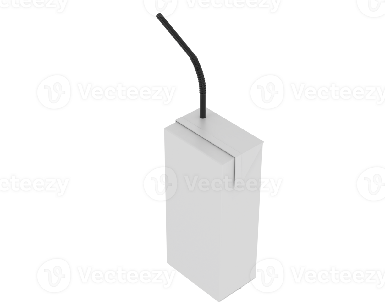 Juice box with straw isolated on background. 3d rendering - illustration png
