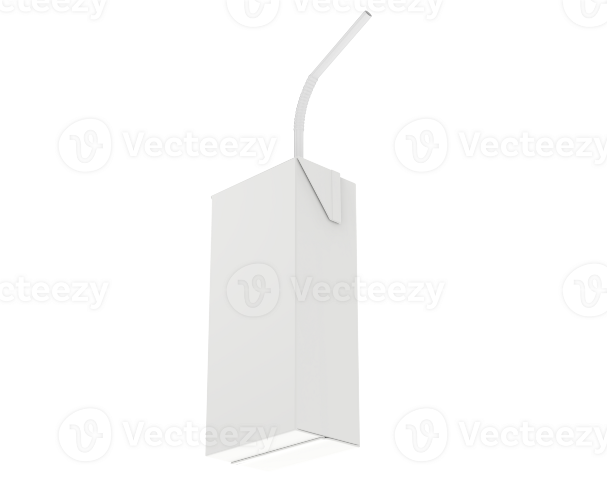 Juice box with straw isolated on background. 3d rendering - illustration png