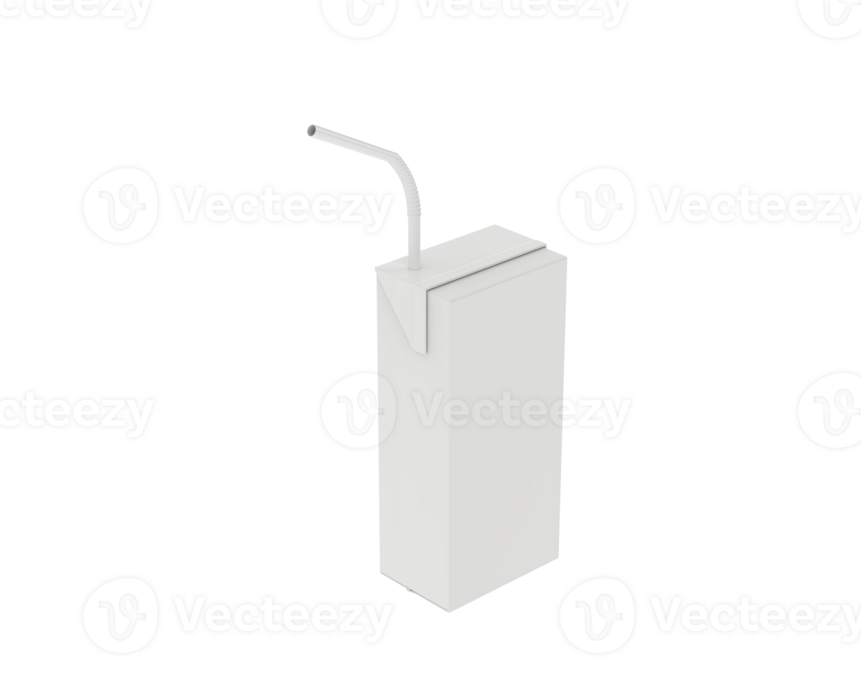 Juice box with straw isolated on background. 3d rendering - illustration png