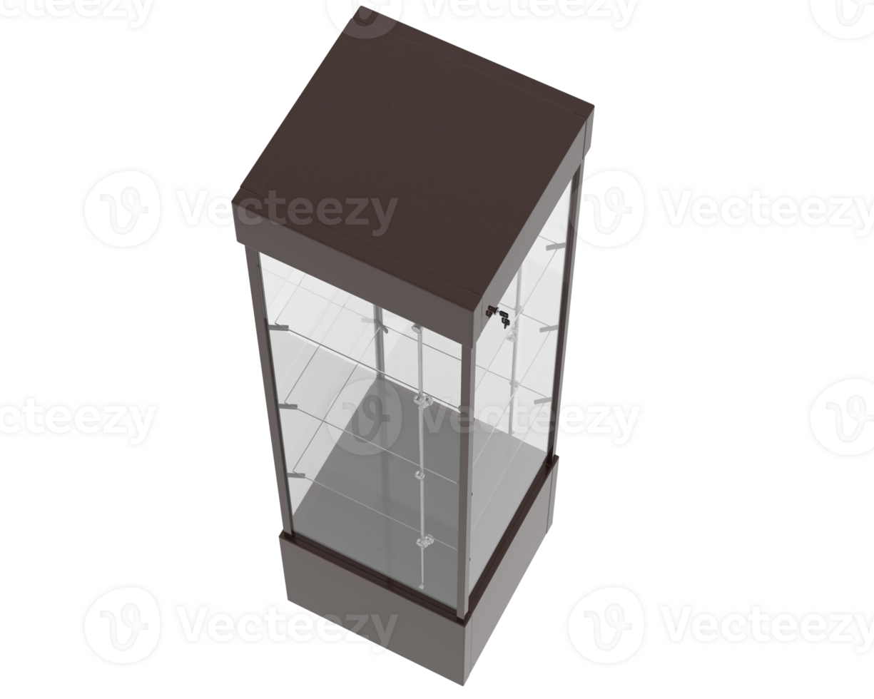 Four tier glass tower display case isolated on background. 3d rendering - illustration png