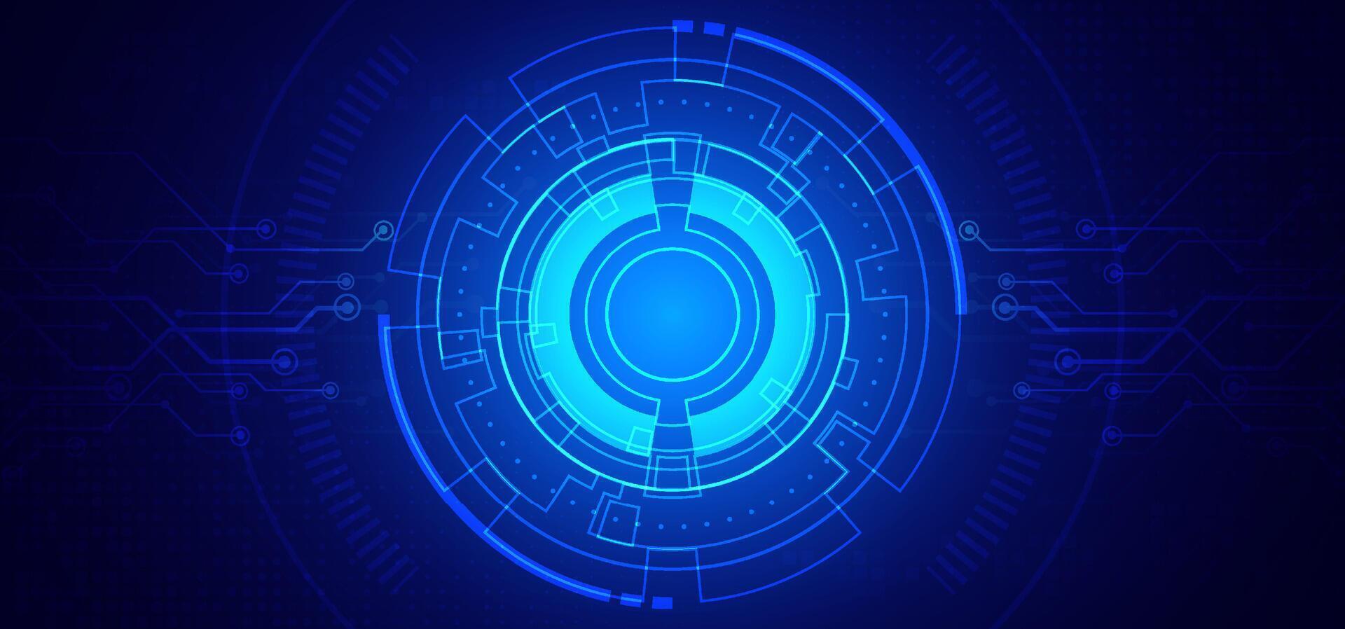 Abstract digital technology futuristic circuit board blue background, Cyber science tech layout, Innovation future Ai big data, Global internet network connection, Cloud hi-tech illustration vector