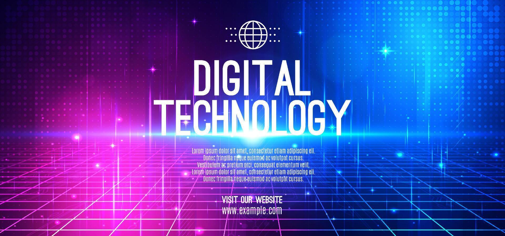 Abstract digital technology futuristic circuit blue pink background, Cyber science tech, Innovation communication future, Ai big data, internet network connection, Cloud hi-tech illustration 3d vector