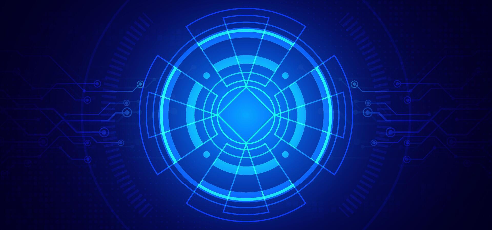 Abstract digital technology futuristic circuit board blue background, Cyber science tech layout, Innovation future Ai big data, Global internet network connection, Cloud hi-tech illustration vector
