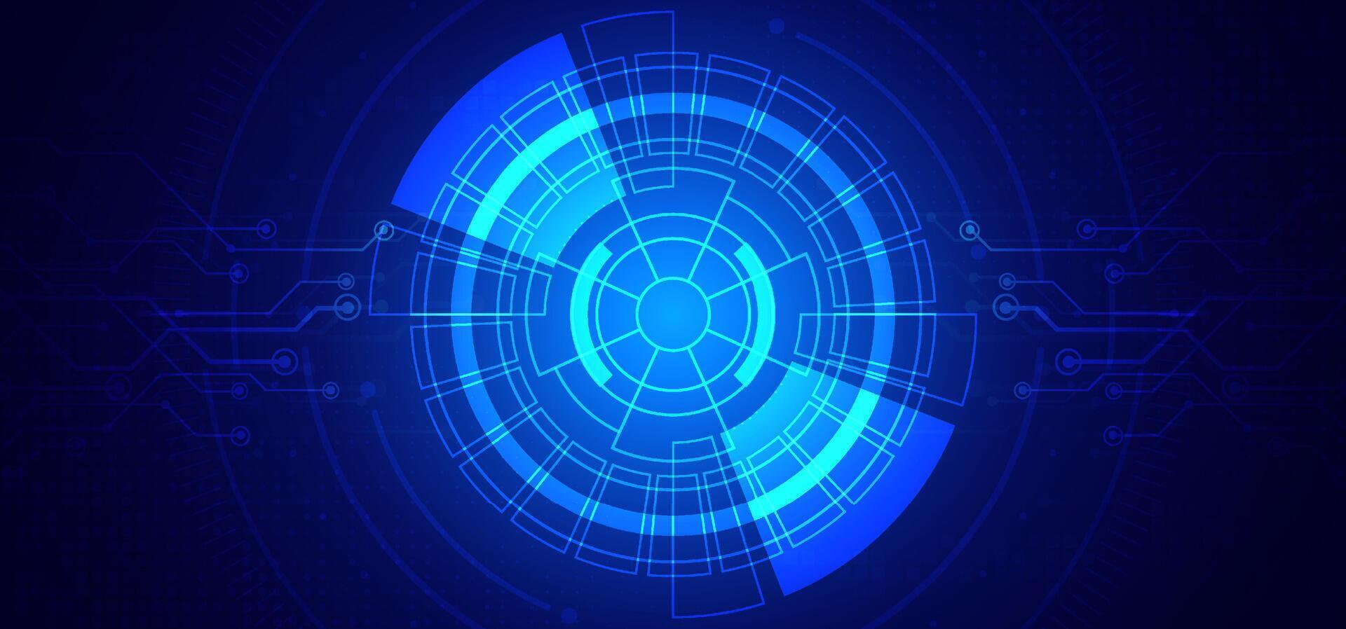 Abstract digital technology futuristic circuit board blue background, Cyber science tech layout, Innovation future Ai big data, Global internet network connection, Cloud hi-tech illustration vector