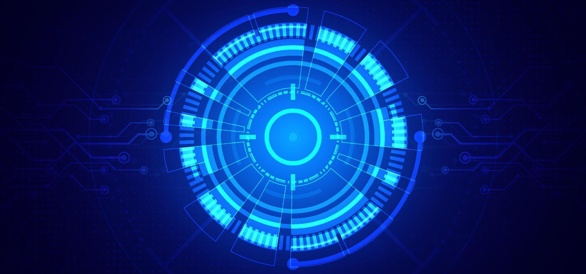 Abstract digital technology futuristic circuit board blue background, Cyber science tech layout, Innovation future Ai big data, Global internet network connection, Cloud hi-tech illustration vector